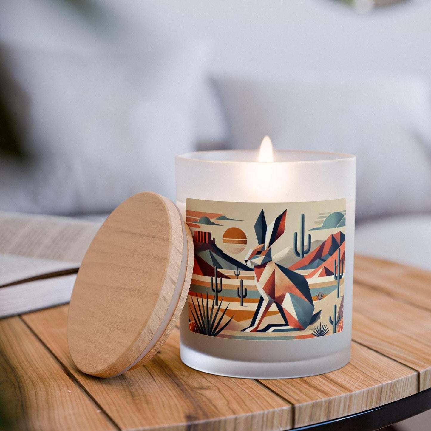 Frosted Glass Candle 11oz, Jackrabbit Modern Southwestern Design, Relaxing Soy Candle, Chic Housewarming Gift, Home Decor, Aromatherapy