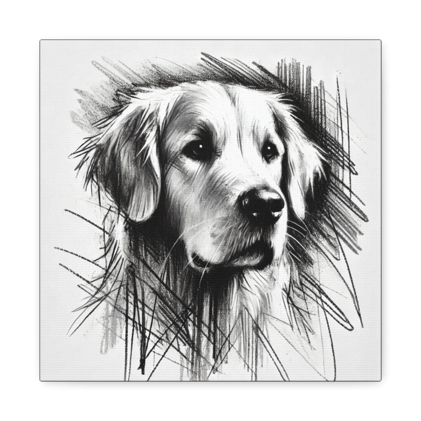 Golden Retriever Matte Canvas Print, Classic Charcoal Sketch Design, Dog Wall Art, Modern Queer Decor, LGBT Housewarming Gift, Gay Dog Lover