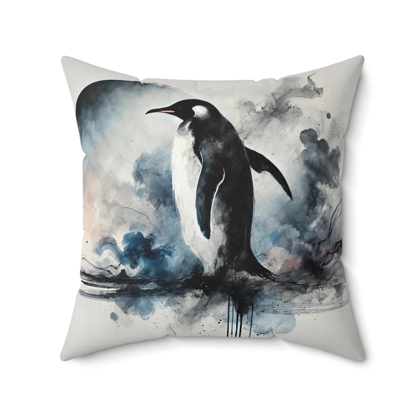 Pillow Modern Abstract Watercolor Penguin 4 Design, Stylish Housewarming Gift, Soft Throw Pillow, Upscale Wall & Office Decor
