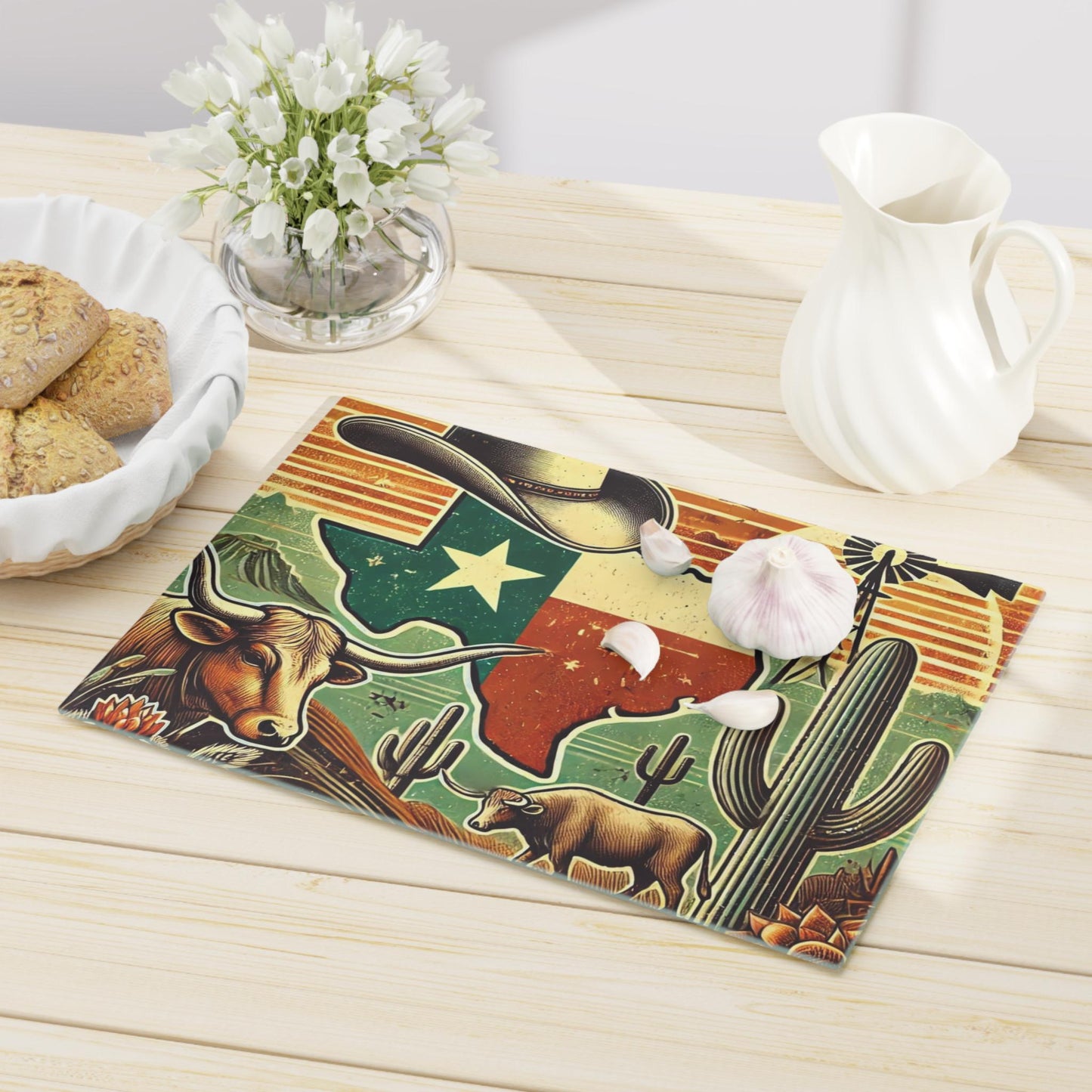 Texas Cutting Board, Texas Longhorn Design, Kitchen Decor, Housewarming Gift, Foodie Gift, Texas Souvenir, Personalized Cutting Board