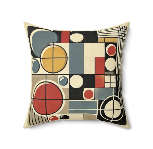 Mid-Century Modern Square Pillow, Housewarming & Birthday Gift, Vintage Charm, Chic Decor, Bauhaus Theme Pillow
