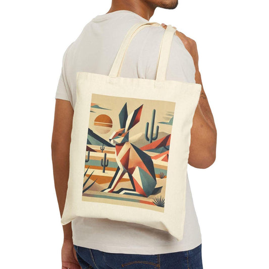 Canvas Tote Bag, Modern Southwestern Rabbit Design, LGBT Eco-Friendly Bag, Queer Book Lover Gift, Reusable Grocery Shopping, Gay Pop Music