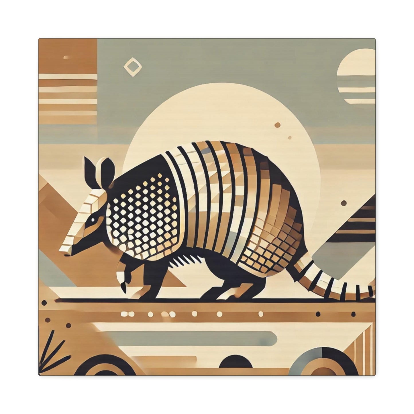 Canvas Print, Armadillo Southwestern Cubist Design, Rustic Home Decor, Animal Lover Gift, Nature Inspired Print, Matte Stretched Wall Art