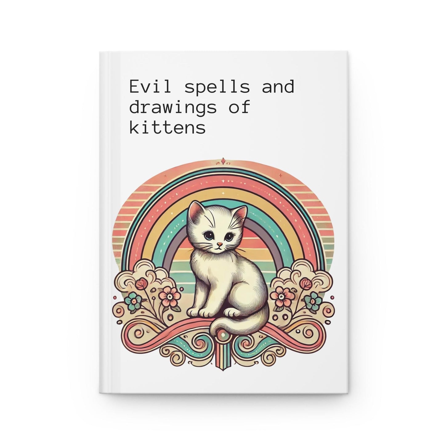 Cat Journal Hardcover - Funny Spells Vintage Design Matte Journal - Humorous Notebook, Book Lovers Gift, Retro Art Diary