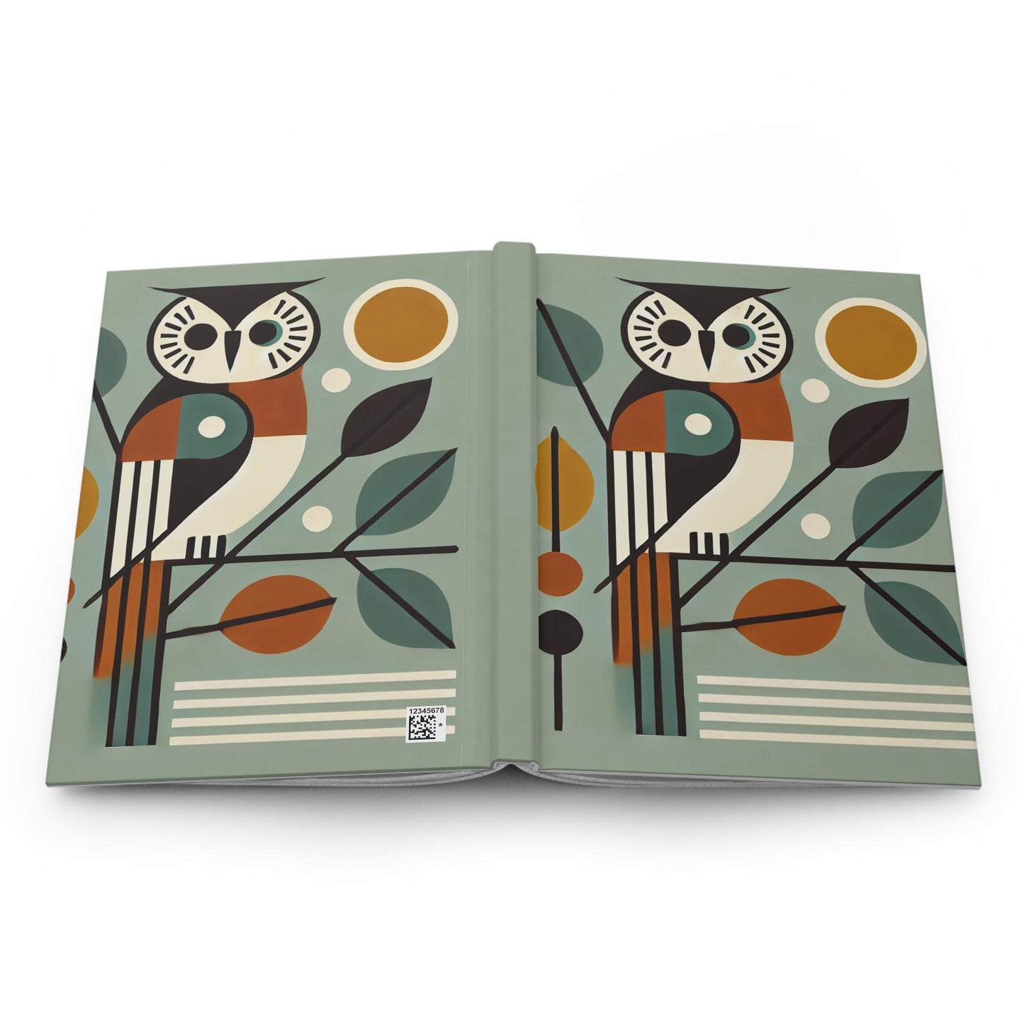 Owl Hardcover Journal, Mid-Century Vintage Charm Notebook, Books Lovers Gift, Retro Matte Diary, Wise Owl Journal, Literature Enthusiast