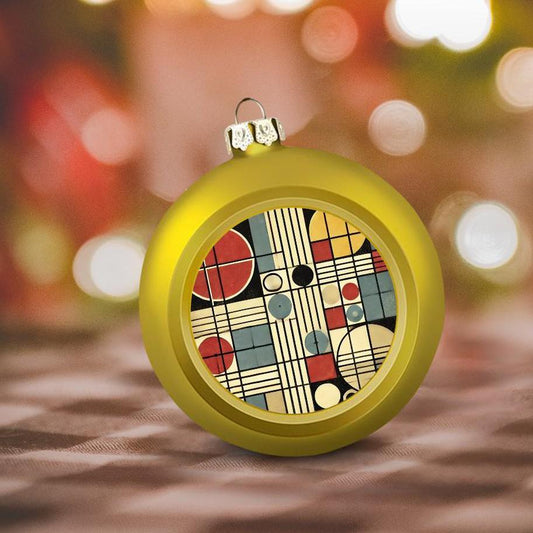 Ornament Set of 2 or 4, Festive Holiday Decor, Christmas Ball Decoration, Custom Bauhaus Design, Unique Mid-Century Modern Tree Trim