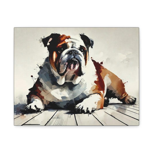 Bulldog Canvas, Original Modern Watercolor Wall Art Home Decor, Matte Stretched Print, LGBT Housewarming Gift, Gay Bulldog Dog Lover