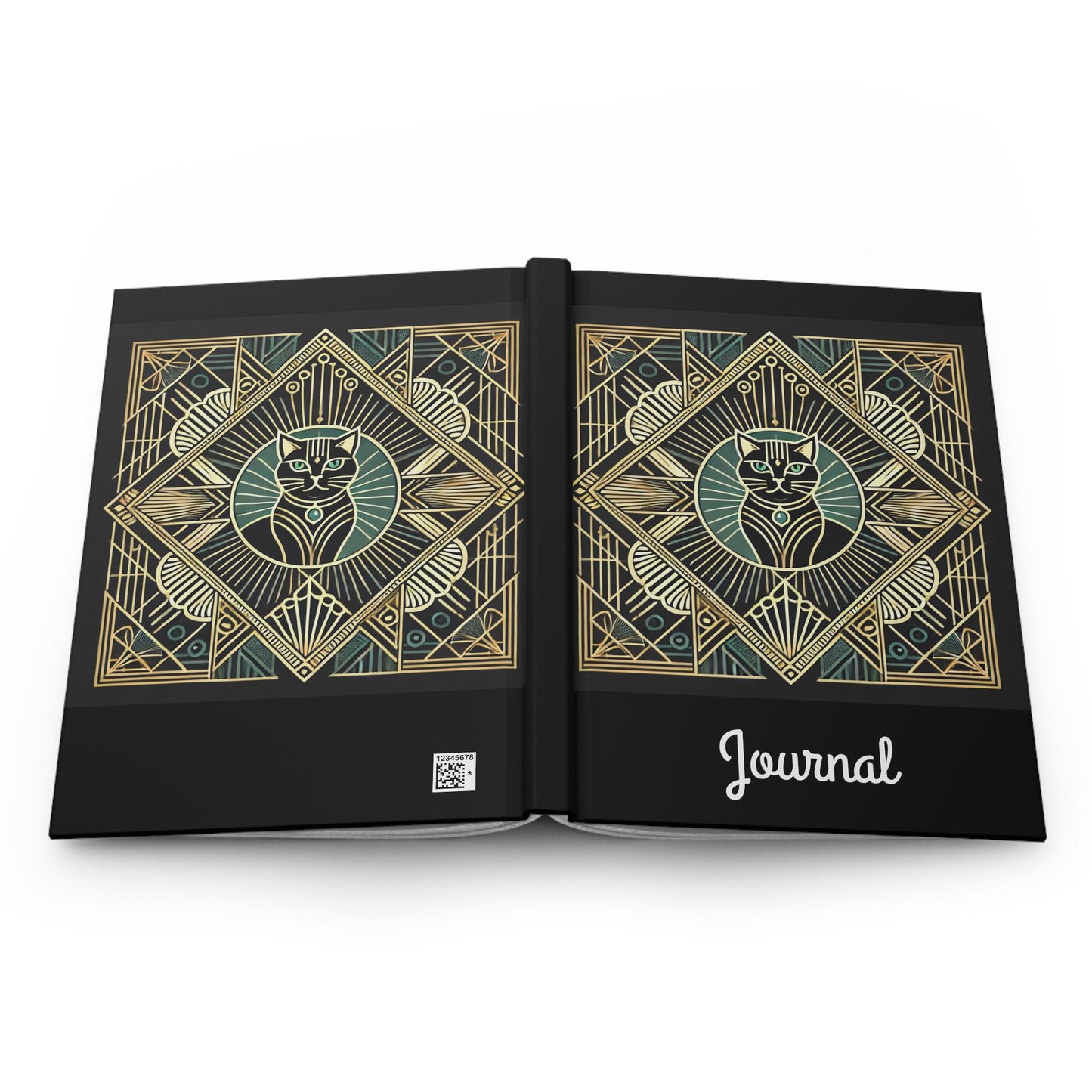 Cat Journal Hardcover - Vintage Art Deco Design - Book Lovers Gift, Retro Diary, Nature Journal, Literature Notebook