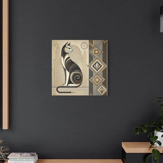 Cat Canvas Print, Art Deco Design - Wall Art, Home Decor, Cat Art Lover Gift, Nature Inspired Print, Chic Wall Decor