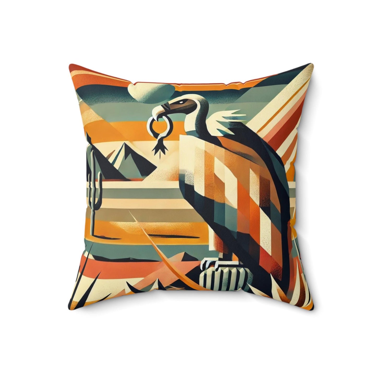 Square Pillow Modern Southwestern Vulture Design, Housewarming Gift, Retro Rustic Charm, Soft Throw Pillow, Home Decor, Art Lover Gift