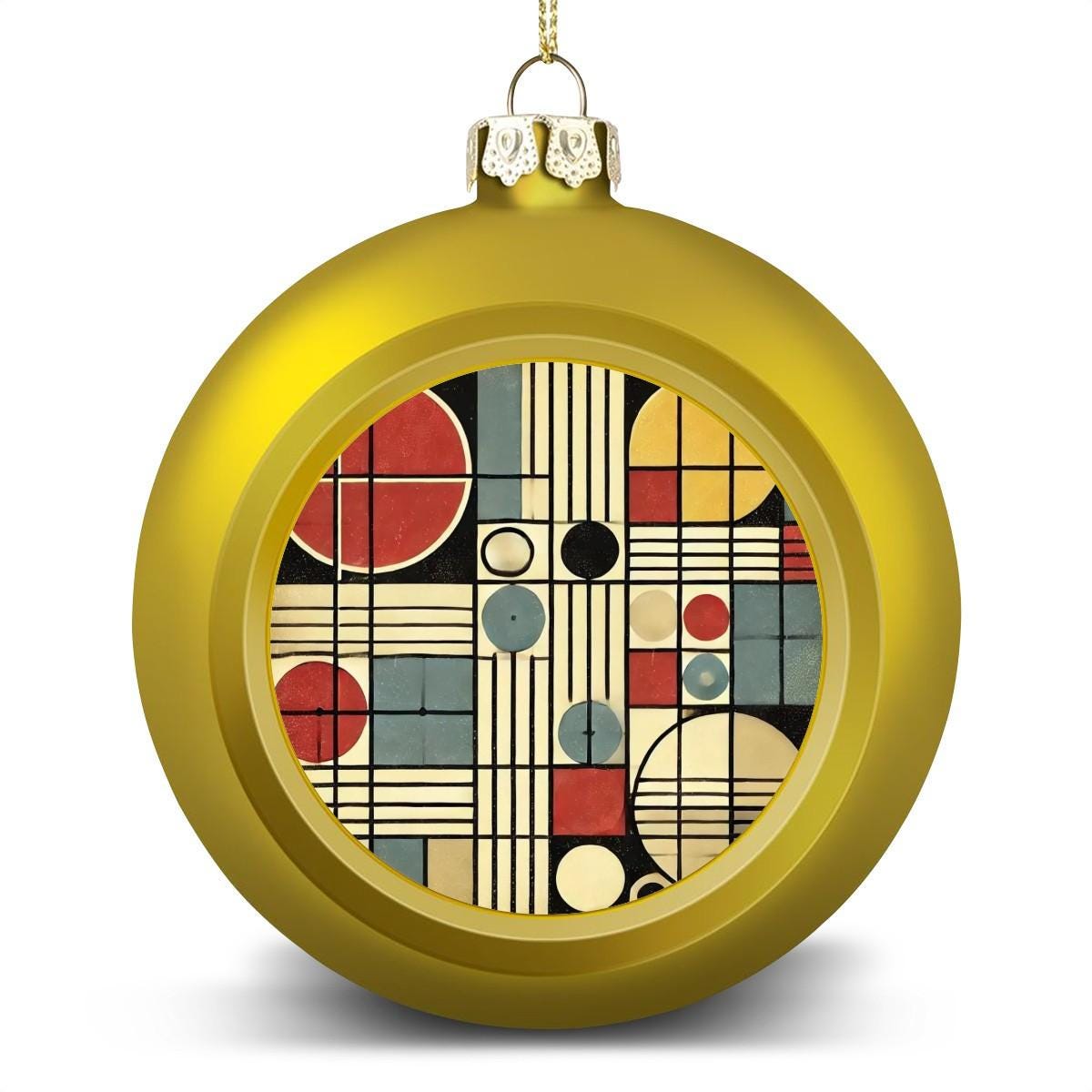 Ornament Set of 2 or 4, Festive Holiday Decor, Christmas Ball Decoration, Custom Bauhaus Design, Unique Mid-Century Modern Tree Trim