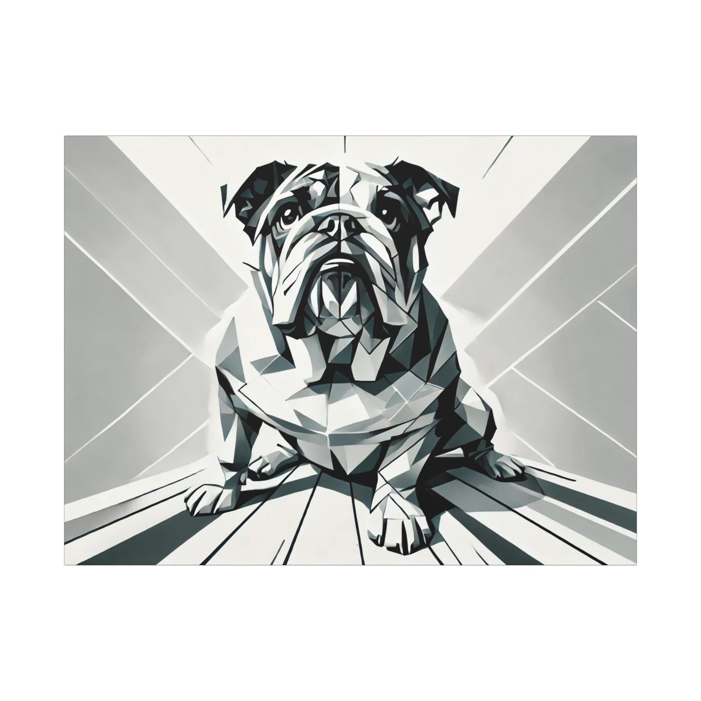 Bulldog Canvas, Original Modern Cubist Wall Art Home Decor, Matte Stretched Print, LGBT Housewarming Gift, Gay Bulldog Dog Lover