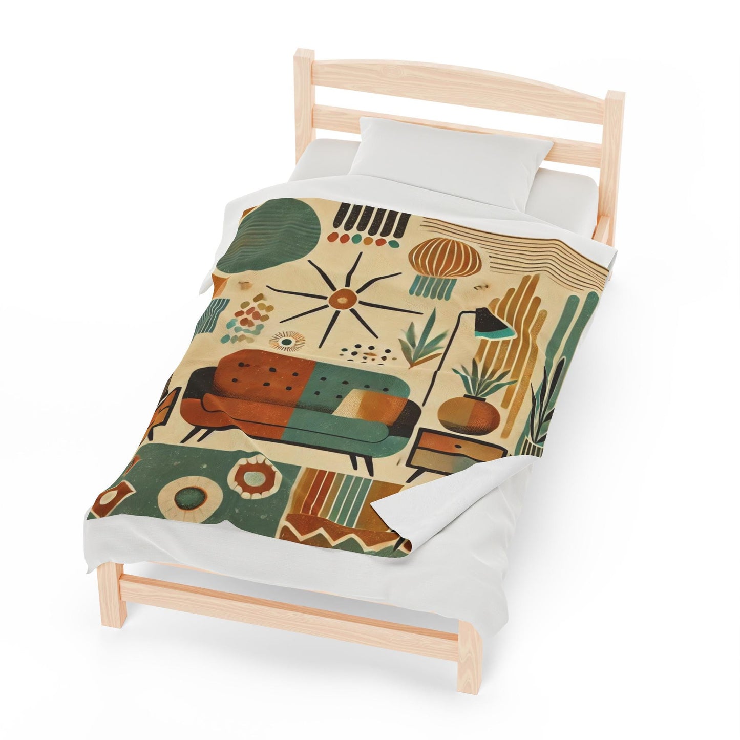 Plush Blanket, Mid-Century Modern Design, Soft Fleece Throw, Housewarming Gift, Chic Home Decor, Bauhaus Theme, Warm Bedding