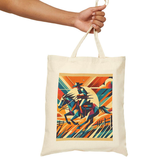 Canvas Tote Bag, Modern Southwestern Cowboy Horse Rider Design, LGBT Eco-Friendly Bag, Queer Book Lover Gift, Reusable Grocery Bag