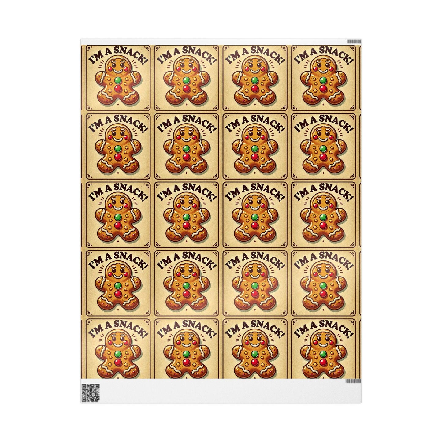 I'm a Snack Wrapping Paper, Funny Gift Wrap for Christmas Presents, Gingerbread Man