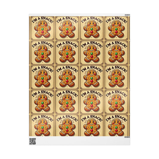I'm a Snack Wrapping Paper, Funny Gift Wrap for Christmas Presents, Gingerbread Man