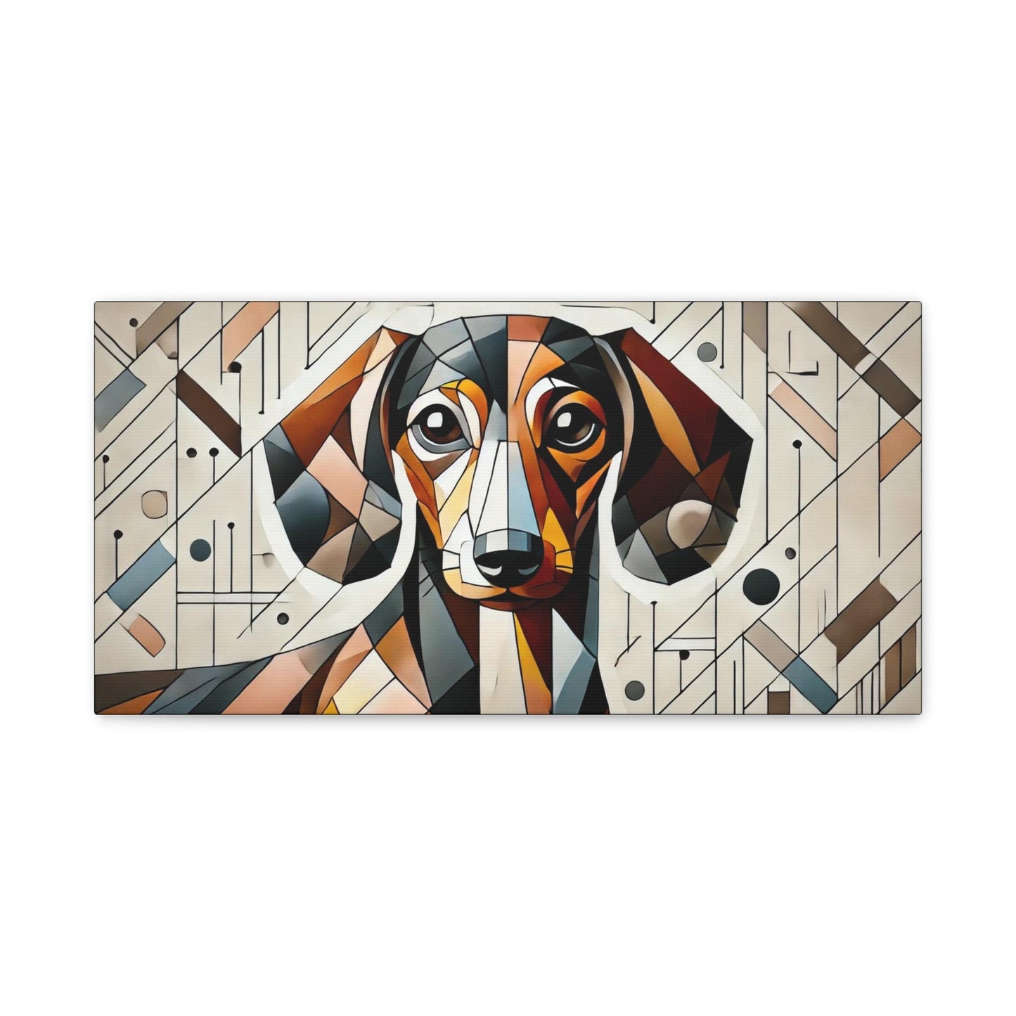 Canvas Print Dachshund Modern Cubist Portrait, LGBT Housewarming Gift, Gay Weiner Dog Lover, Unique Matte Stretched Wall Art, 7 Sizes