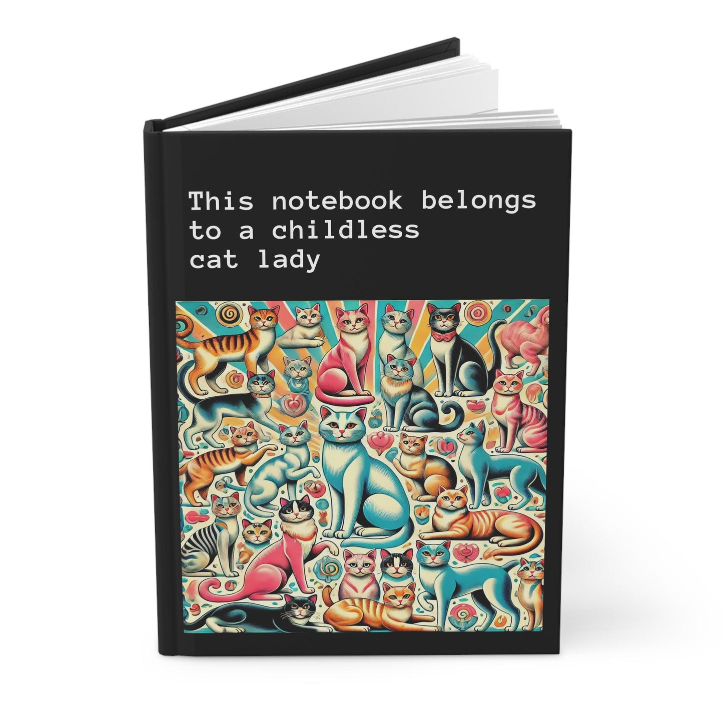 Cat Lady Journal Hardcover - Funny Vintage Design Matte Journal - Humorous Notebook, Book Lovers Gift, Retro Art Diary, Childless Cat Lady