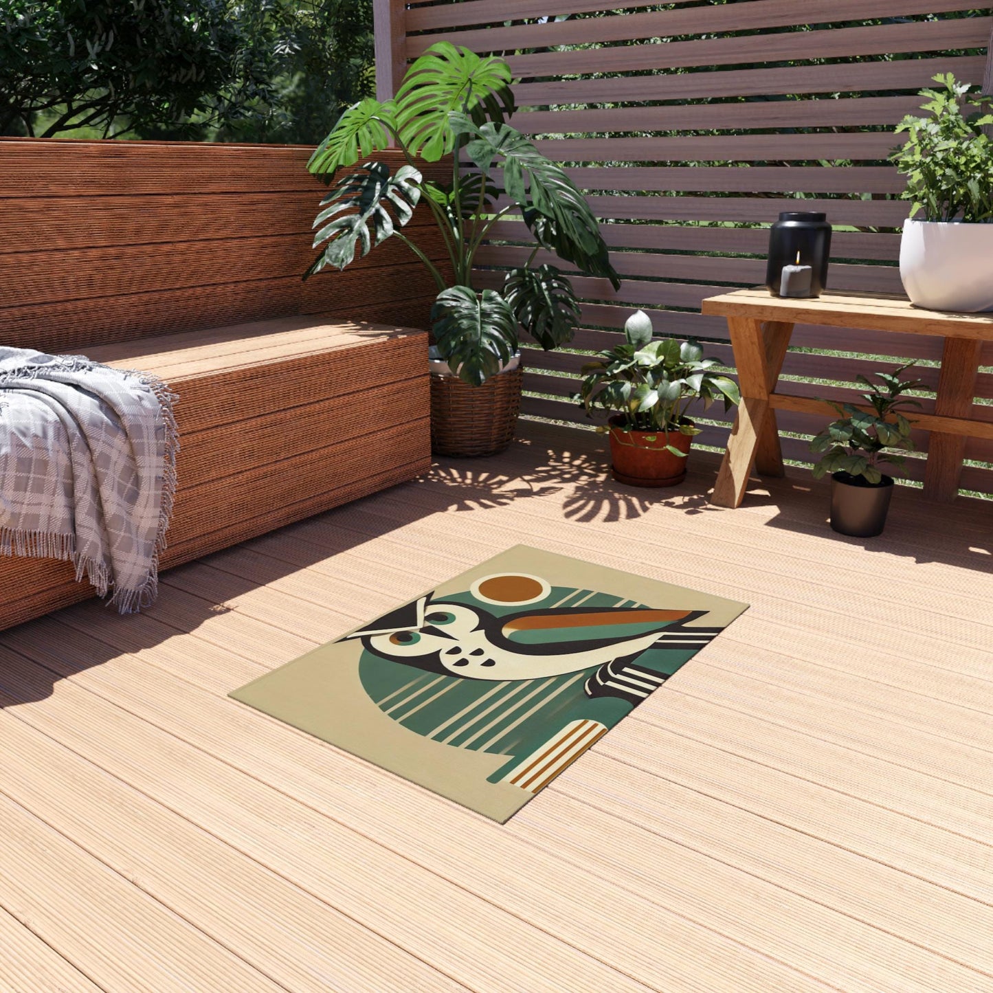 Owl Door Mat Mid-Century Modern, Outdoor Rug, Welcome, Patio Rug, Bauhaus, Retro Charm, Home Decor, Housewarming Gift, Porch, Indoor/Outdoor