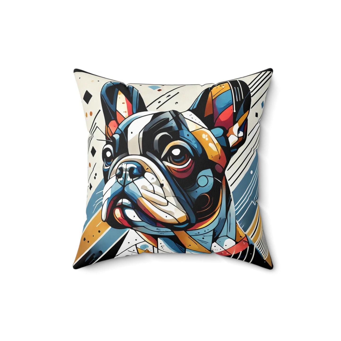 Pillow French Bulldog Cubist Design, Unique Housewarming Gift, Modern Art Charm, Soft Throw Pillow, Chic Home Decor, Frenchie Dog Lover Gift