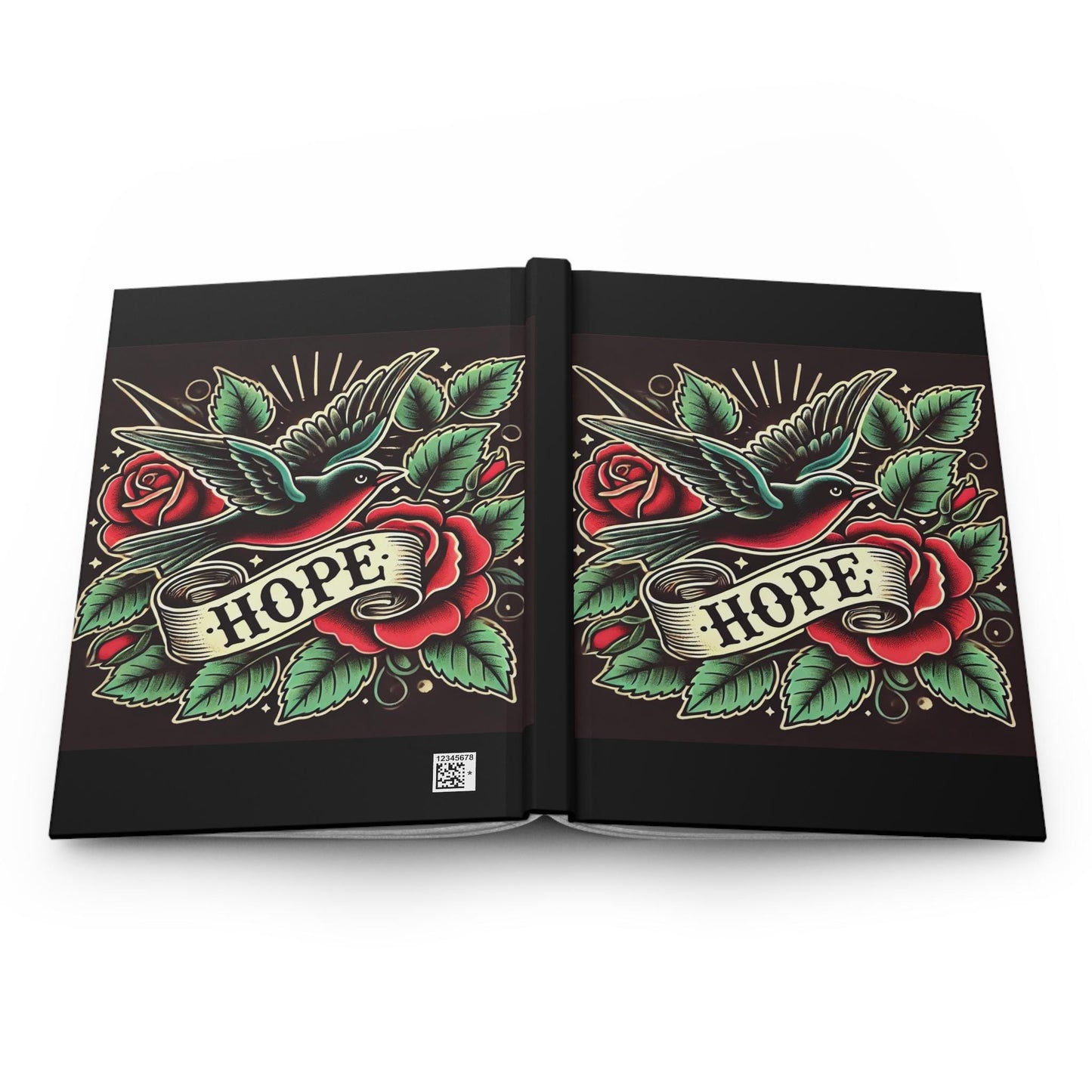 Bird Journal Hardcover - Vintage Tattoo HOPE Design - Retro Charm Notebook, Book Lovers Gift, Diary - Nature Journal - Literature