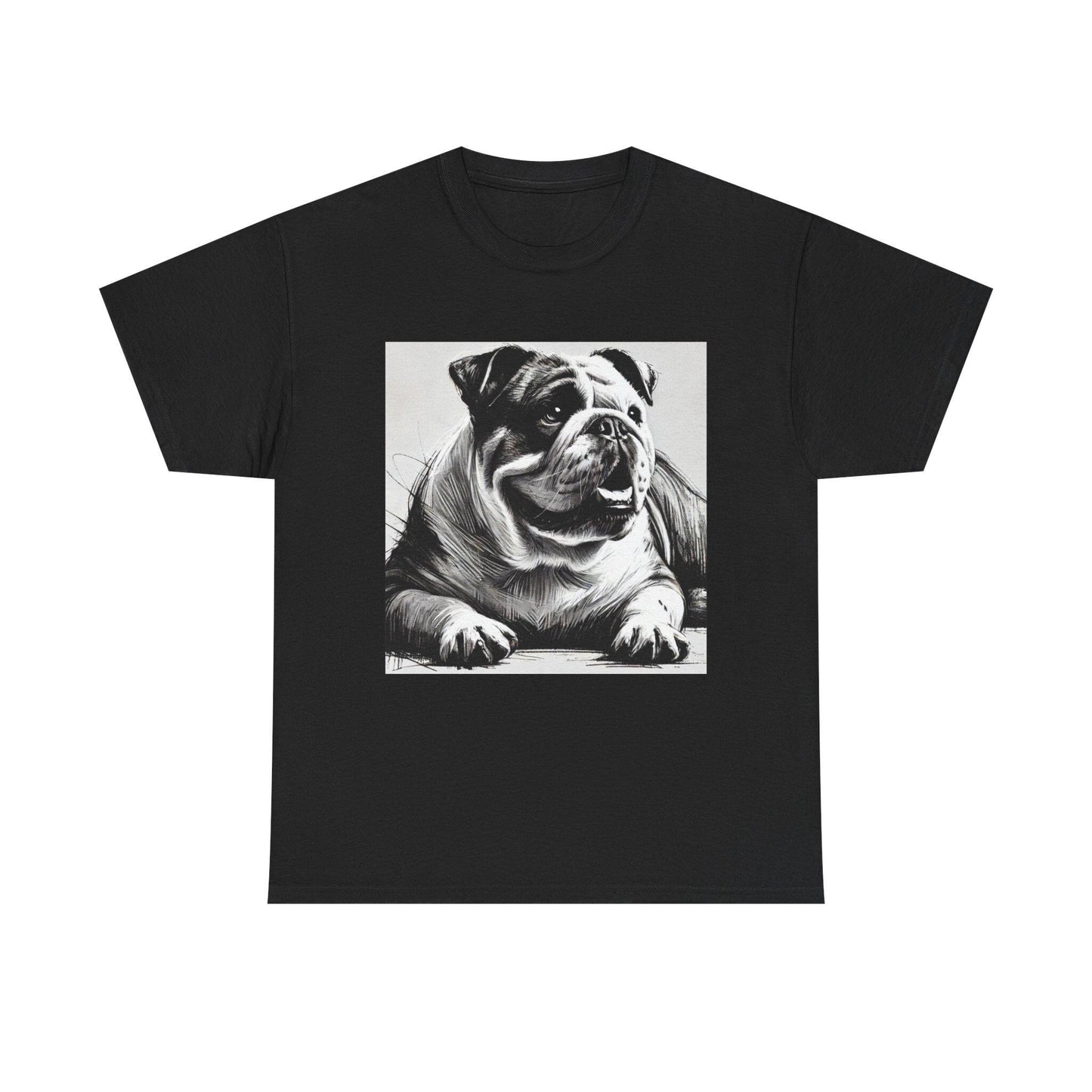 Dog Tee, Bulldog Modern Charcoal Sketch Design, Unisex LGBT Bulldog Dog Lover Gift, Gay Graphic Top, Unisex Heavy Cotton T-shirt, 7 Colors
