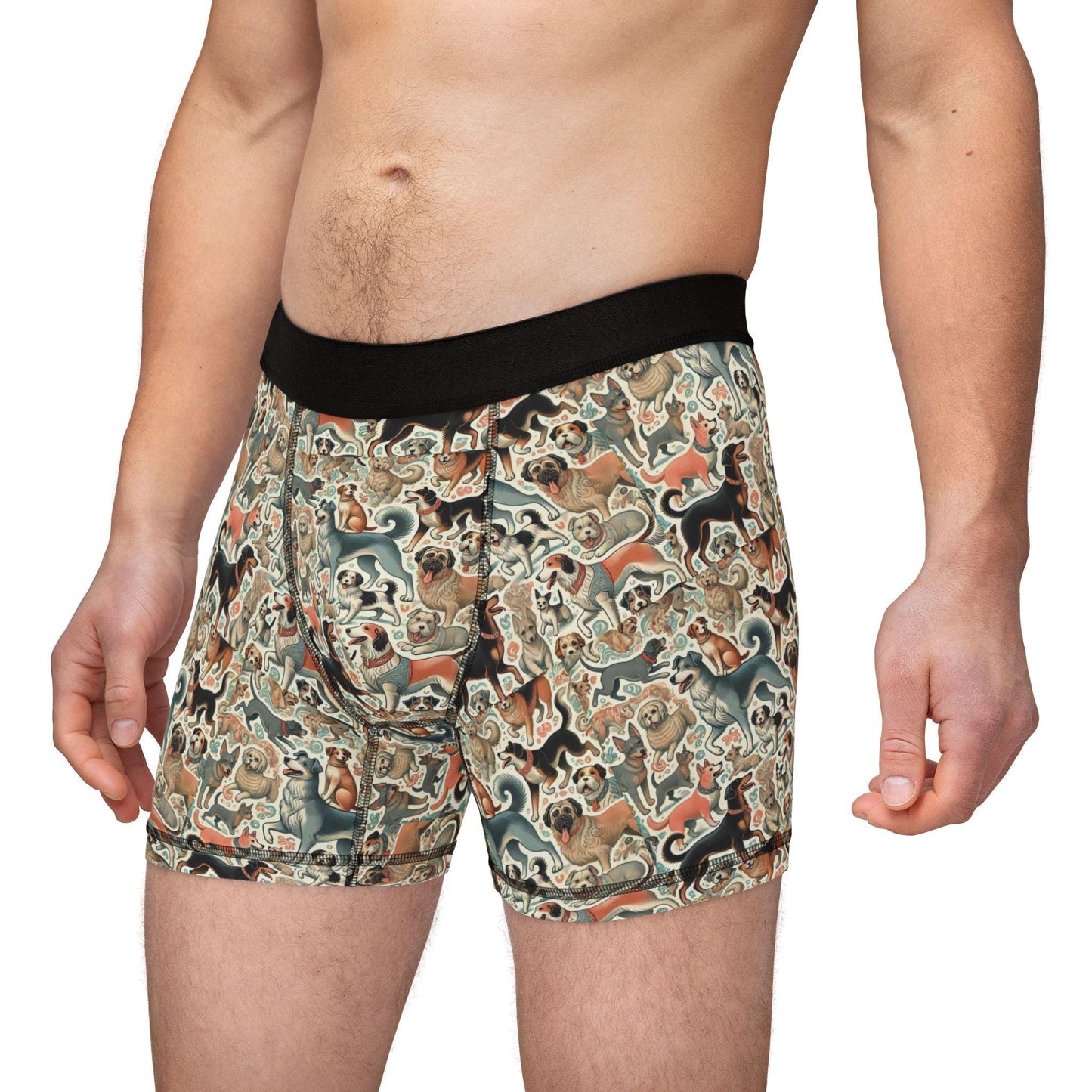 Men's Boxers, Monstera Dog Daddy Mid-Century Modern Design, Gift for Men, Sexy Soft Boxer Brief, Dog Dad Gift