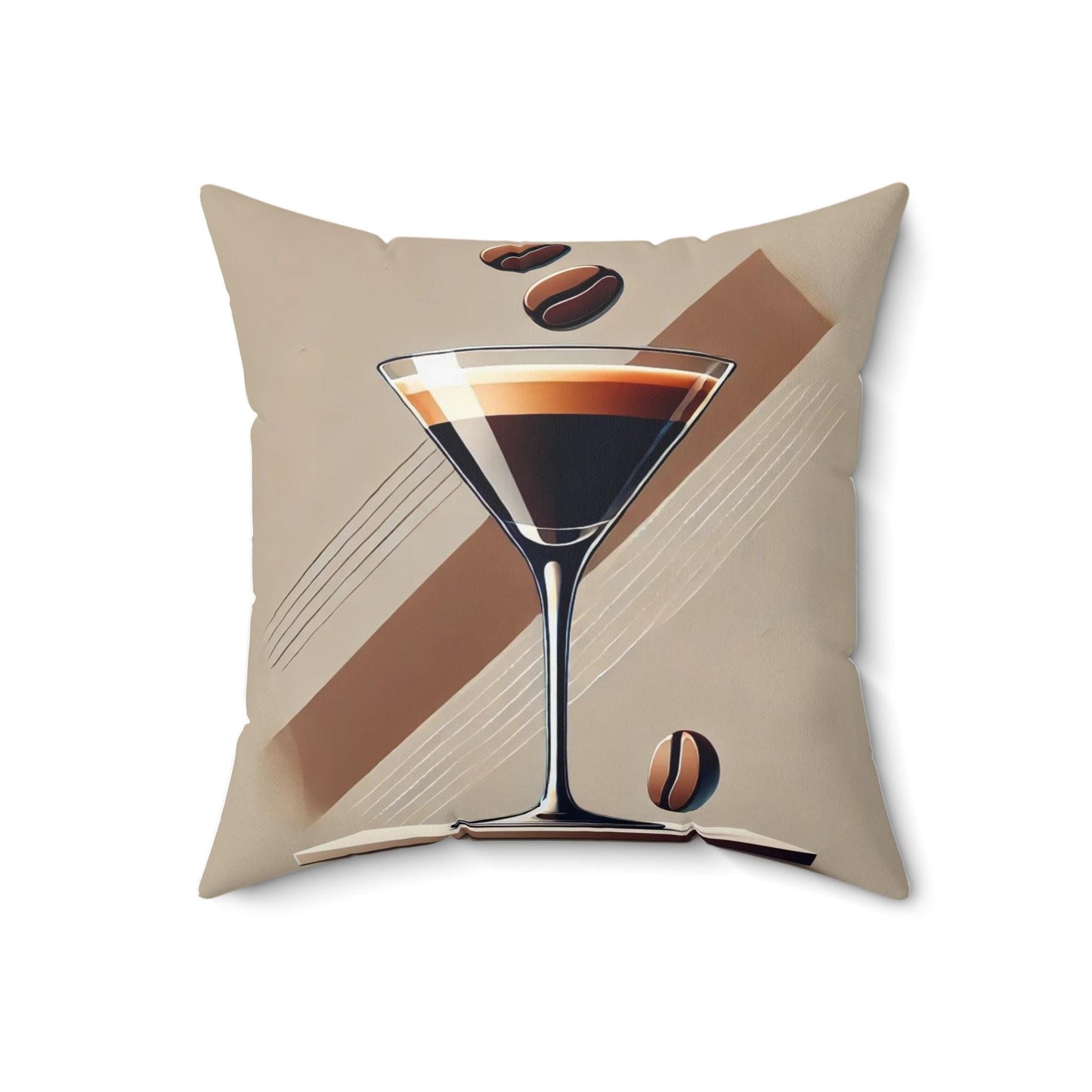 Square Pillow Modern Espresso Martini Design, Housewarming Gift, Retro Charm, Soft Throw Pillow, Fun Accent Home Decor, Martini Lover Gift