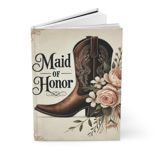 Journal Hardcover, Maid of Honor, Rustic Vintage Charm Notebook, Books Lover, Retro Matte Diary, Wedding Party Gift, Literature Enthusiast