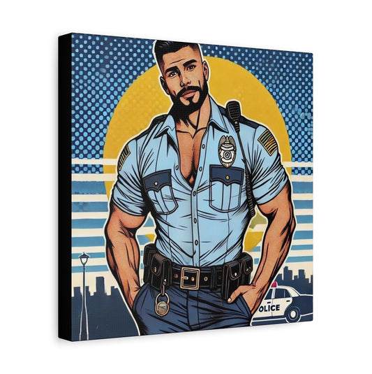 Cop Daddy Canvas Print, Bear Pop Art Design, Gay Wall Art, Modern Decor, LGBT Housewarming Gift, Crime Fighter Gift, Matte Canvas, Police