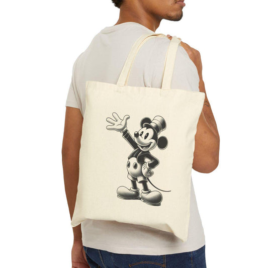 Canvas Tote Bag, Vintage Steam Boat Willie Design, Eco-Friendly Bag, Book Lovers Gift, Reusable Shopping Bag, Theme Park Lover