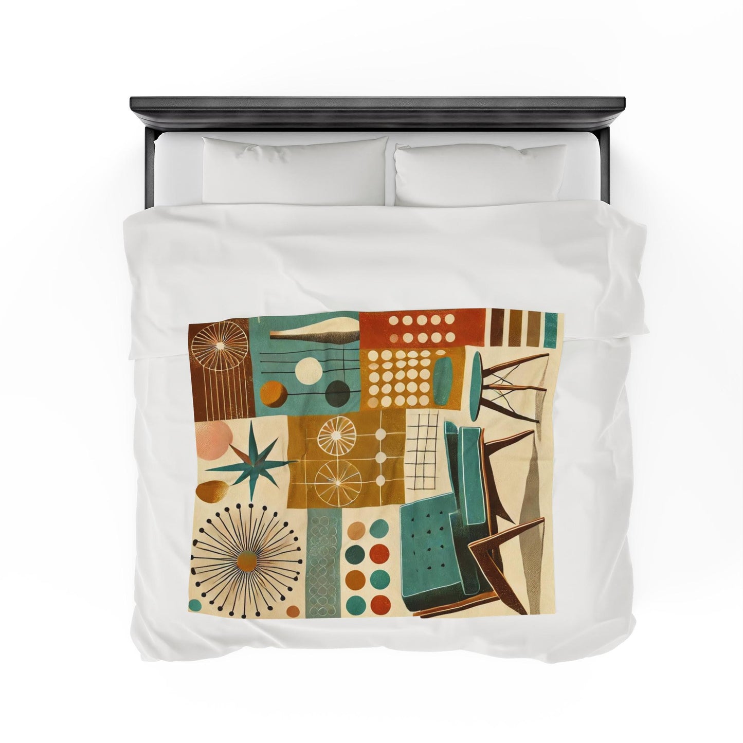 Plush Blanket, Mid-Century Modern Design, Soft Fleece Throw, Housewarming Gift, Chic Home Decor, Bauhaus Theme, Warm Bedding