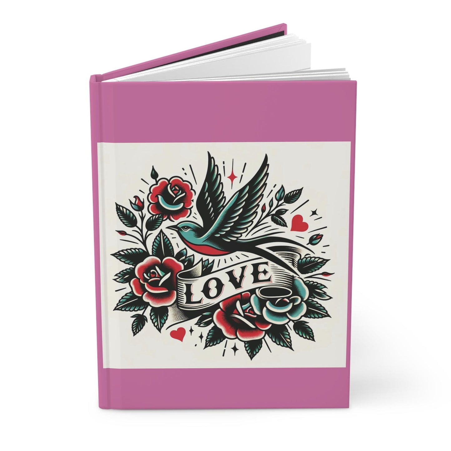 Bird Journal Hardcover - Vintage Tattoo LOVE Design - Retro Charm Notebook, Book Lovers Gift, Diary - Nature Journal - Literature