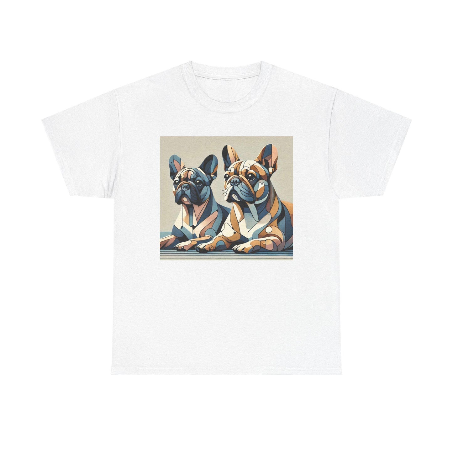 Dog Tee, French Bulldog Modern Cubist Design, Unisex LGBT Frenchie Dog Lover Gift, Gay Graphic Top, Unisex Heavy Cotton T-shirt, 7 Colors