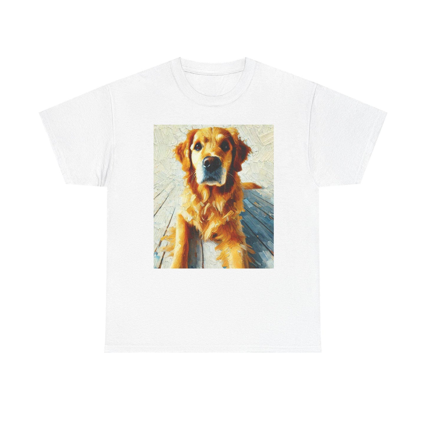 Dog Tee, Golden Retriever Impressionist Design, Unisex LGBT Dog Lover Gift, Gay Graphic Top, Unisex Heavy Cotton T-shirt, 7 Colors
