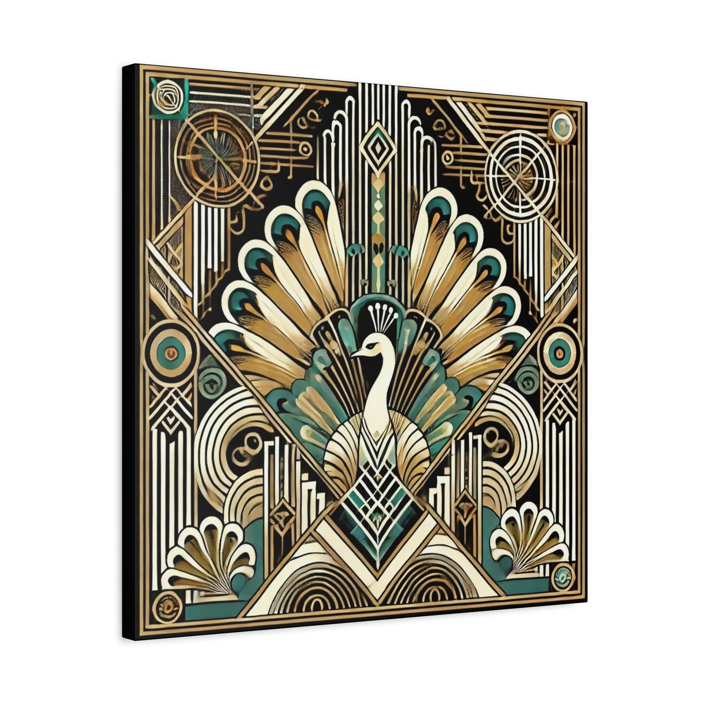 Peacock Canvas Print, Art Deco Design - Wall Art, Home Decor, Nature Art Lover Gift, Nature Inspired Print, Boho Wall Decor