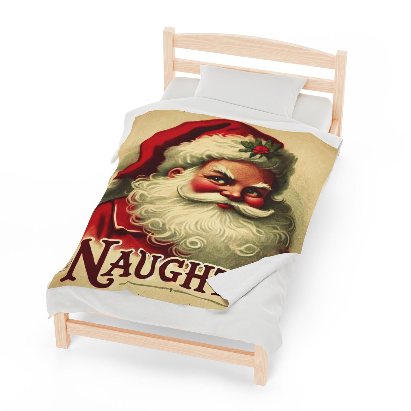 Naughty Plush Blanket, Santa Claus Design, Soft Fleece Throw, Housewarming Gift, Holiday Home Decor, Christmas Theme, Warm Bedding