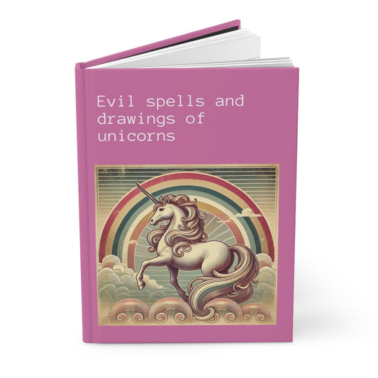 Unicorn Journal Hardcover - Funny Spells Vintage Design Turquoise Matte Journal - Humorous Notebook, Book Lovers Gift, Retro Art Diary