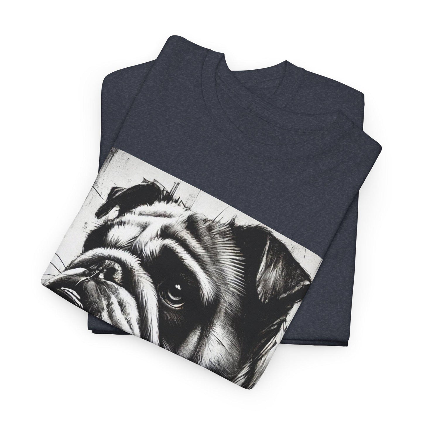 Dog Tee, Bulldog Modern Charcoal Sketch Design, Bulldog Dog Lover Graphic Top Gift, Unisex Heavy Cotton T-shirt, 7 Colors 8 Sizes