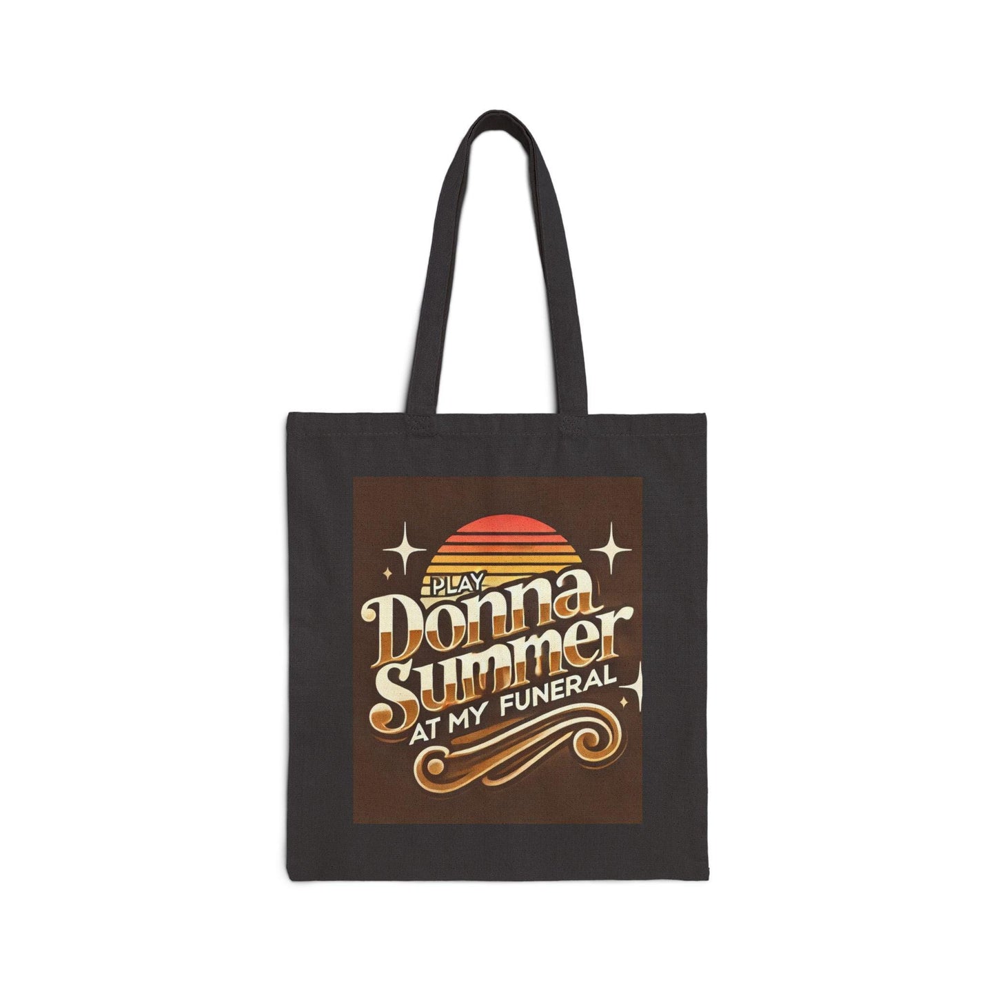 Canvas Tote Bag, Play Donna Summer Funeral Design, LGBT Eco-Friendly Bag, Queer Book Lover Gift, Reusable Shopping Bag, Gay Music Lover Gift
