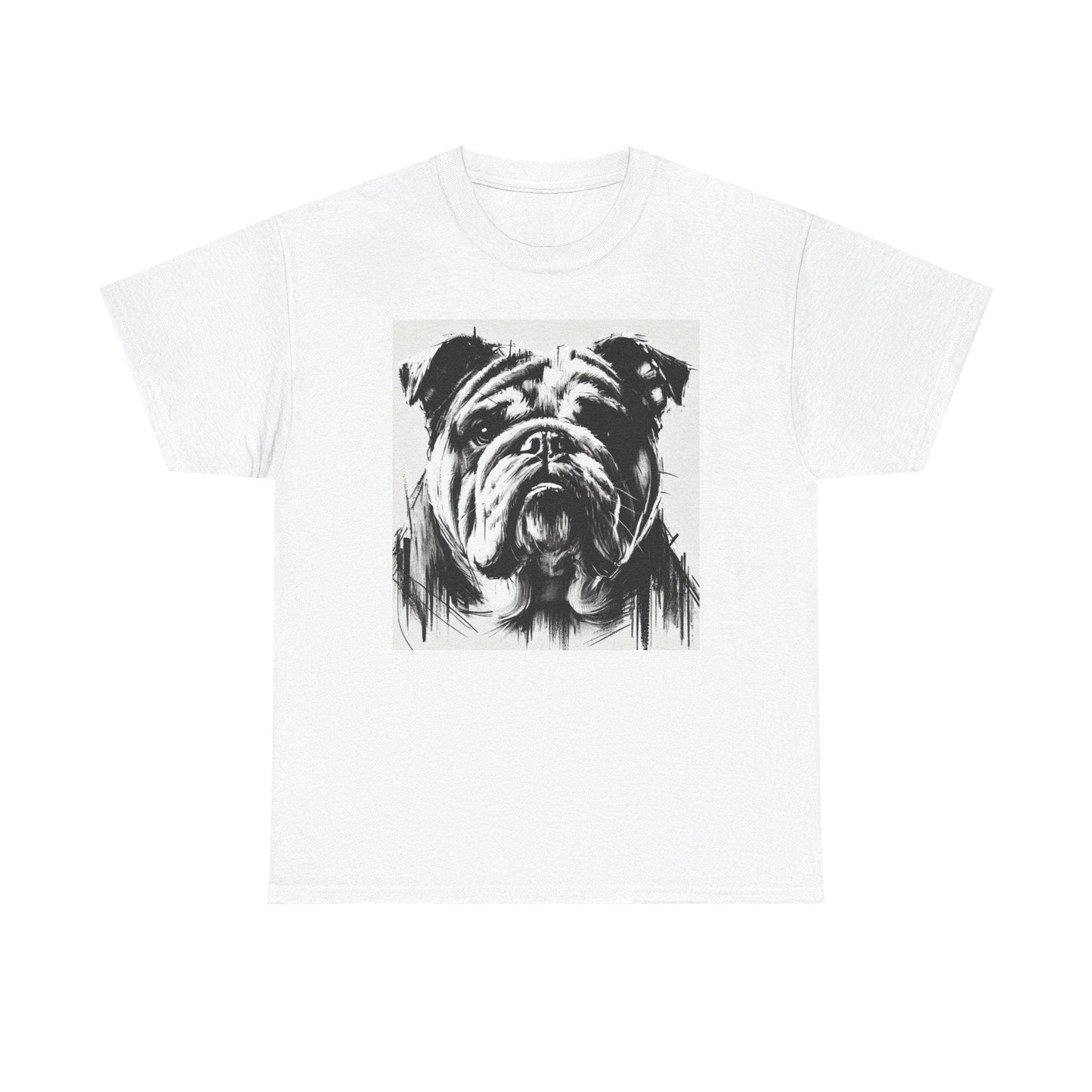 Dog Tee, Bulldog Modern Charcoal Sketch Design, Unisex LGBT Bulldog Dog Lover Gift, Gay Graphic Top, Unisex Heavy Cotton T-shirt, 7 Colors