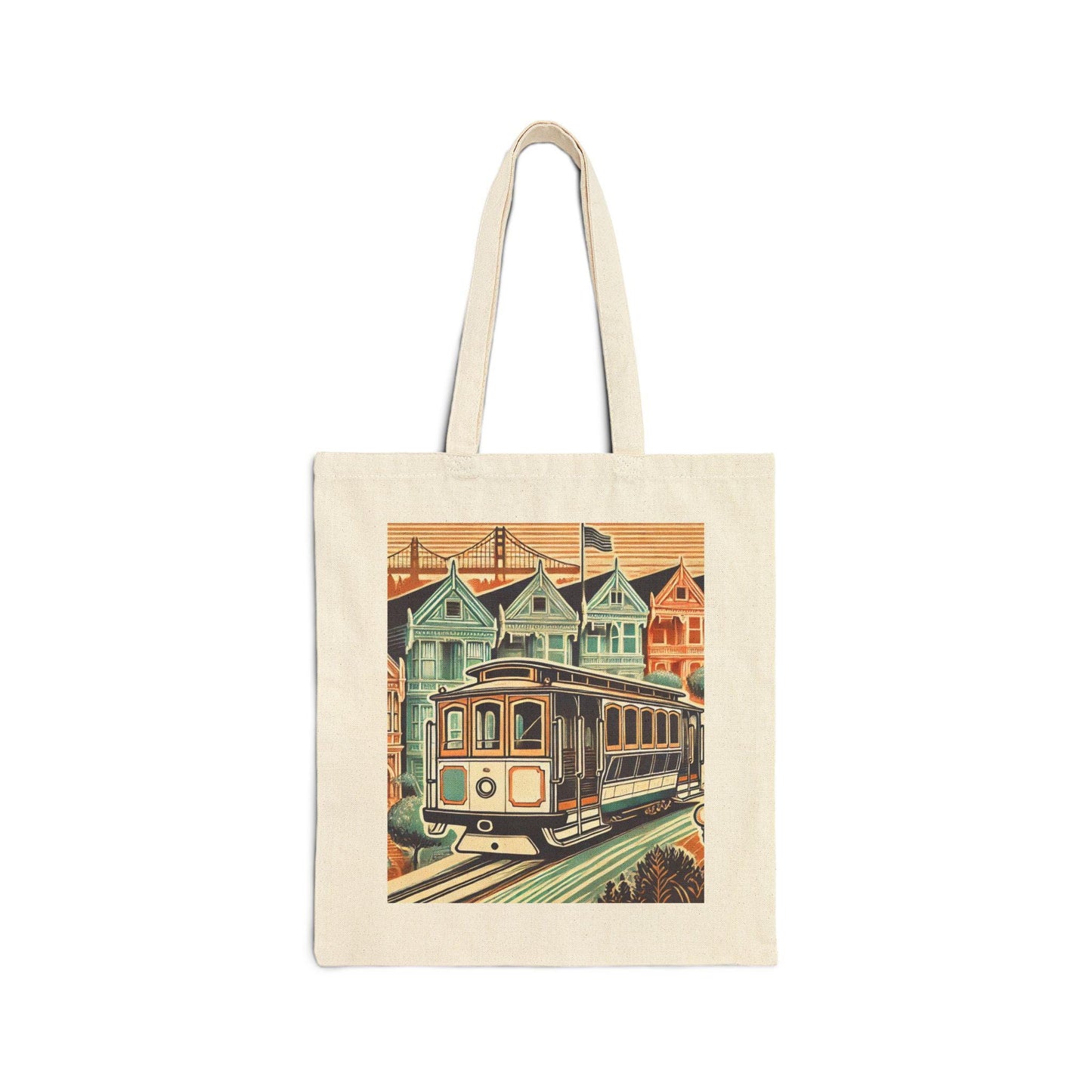San Francisco Tote Bag, Golden Gate Bridge, Reusable Shopping Bag, Eco-Friendly Grocery Bag, Vintage Design, Travel