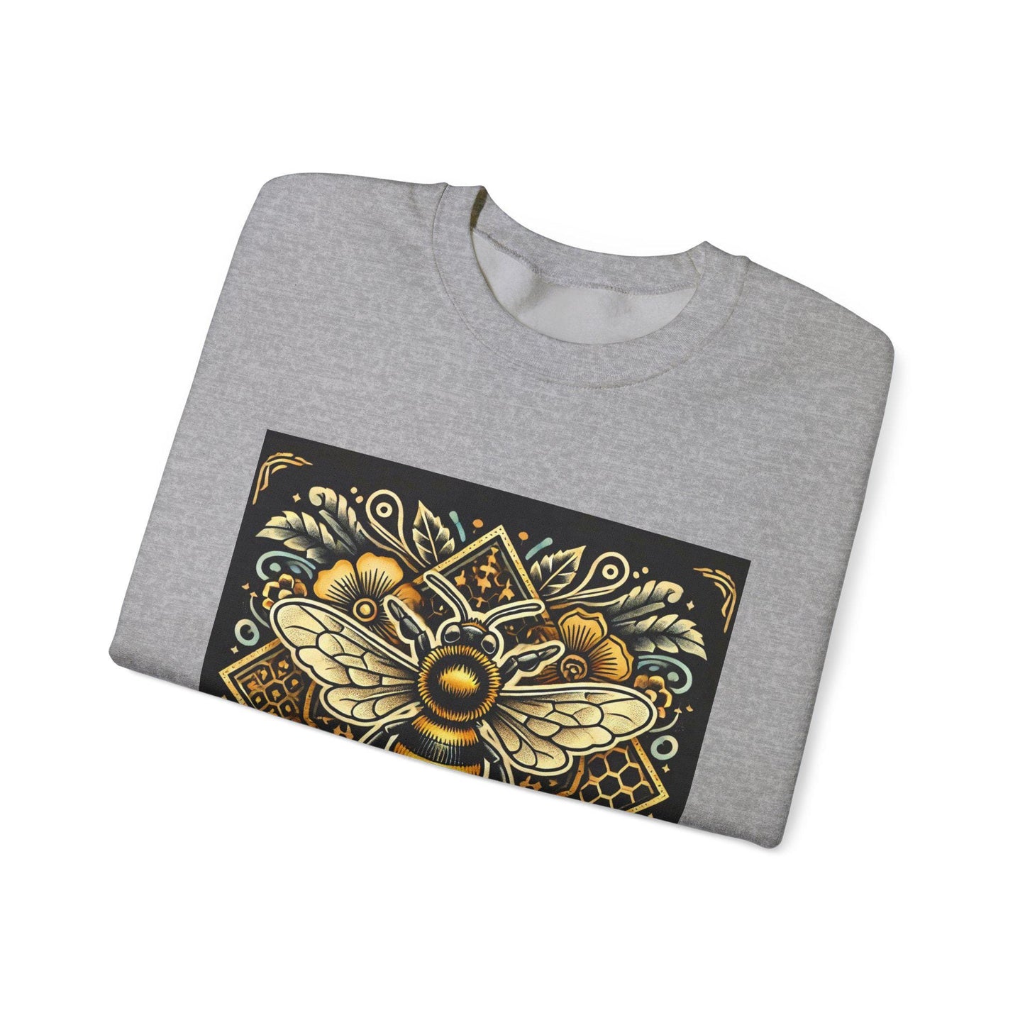 Honey Bee Sweatshirt, Vintage Tattoo Design, Unisex Crewneck Jumper, Bee Pullover, Gift for Animal Lover, Retro Style, Beekeeper