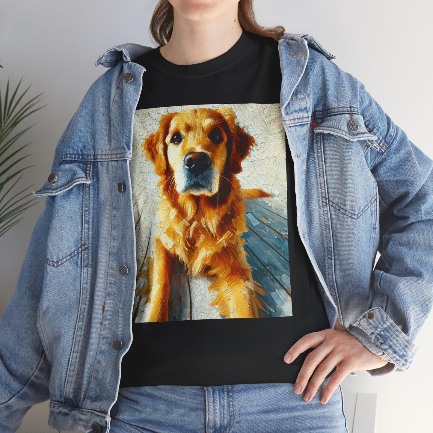 Dog Tee, Golden Retriever Impressionist Design, Unisex LGBT Dog Lover Gift, Gay Graphic Top, Unisex Heavy Cotton T-shirt, 7 Colors