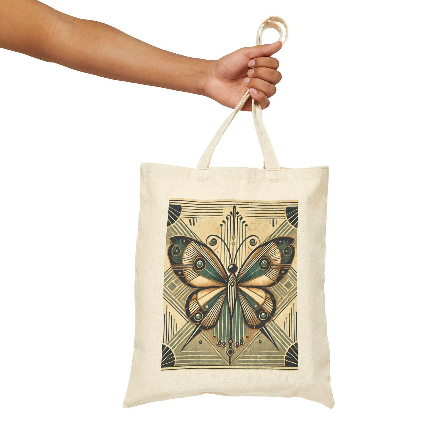 Butterfly Tote Bag, Art Deco Design, Durable Market Bag, Vintage Chic, Book Lover Gift, Reusable Grocery Bag, Eco-Friendly, Canvas Tote