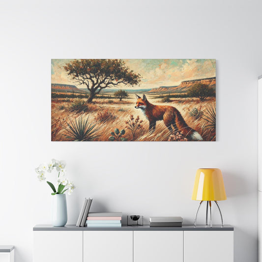 Original Modern Impressionist Fox Canvas Print, Matte Stretched Art, 7 Sizes Available, Wall Decor, Landscape Painting, Home Office Decor