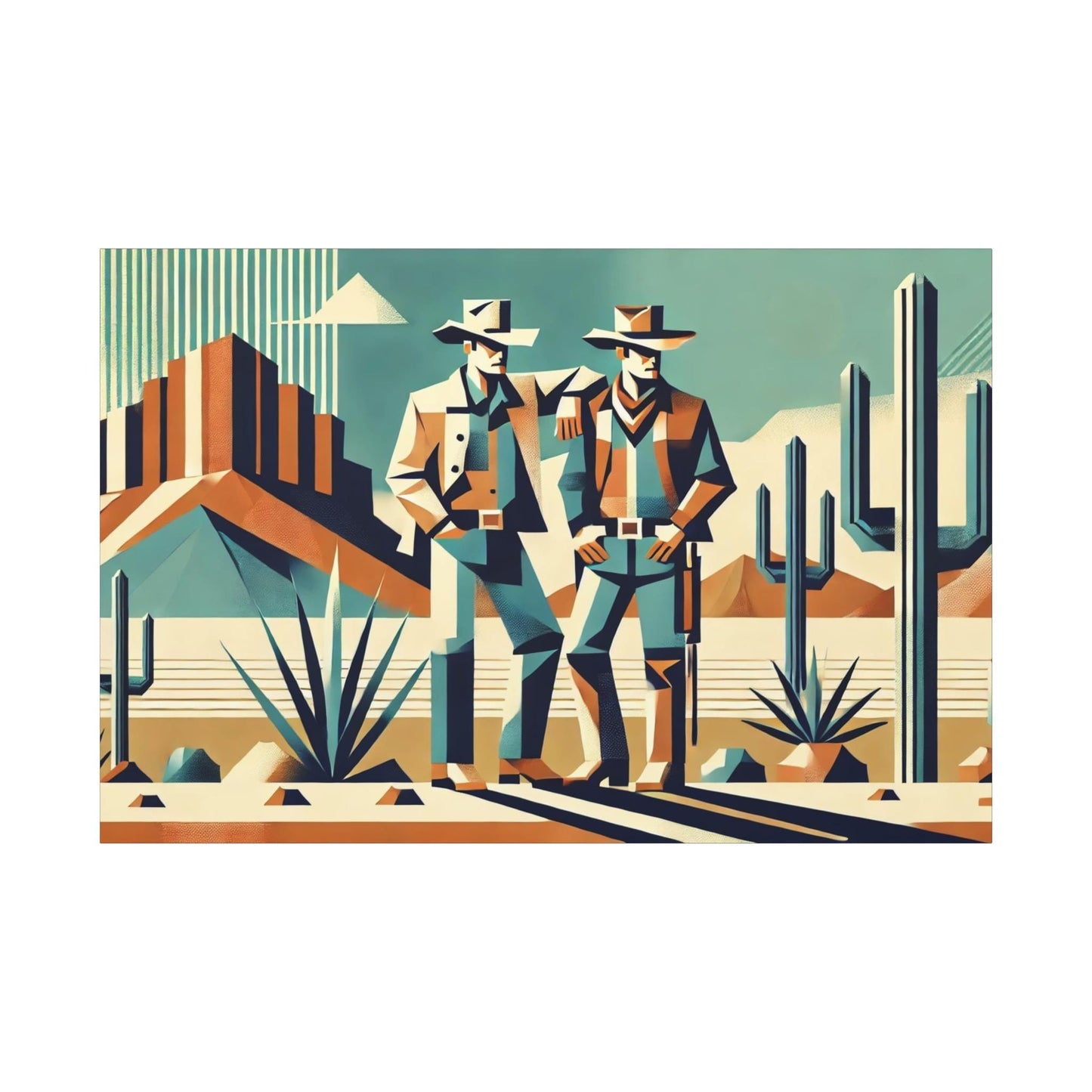 Original Modern Cubist Southwestern Canvas Print, Matte Stretched Art, 7 Sizes Available, Wall Decor, Landscape Painting, Home Office Decor