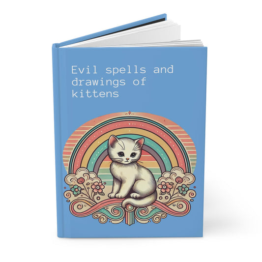 Cat Journal Hardcover - Funny Spells Vintage Design Matte Journal - Humorous Notebook, Book Lovers Gift, Retro Art Diary