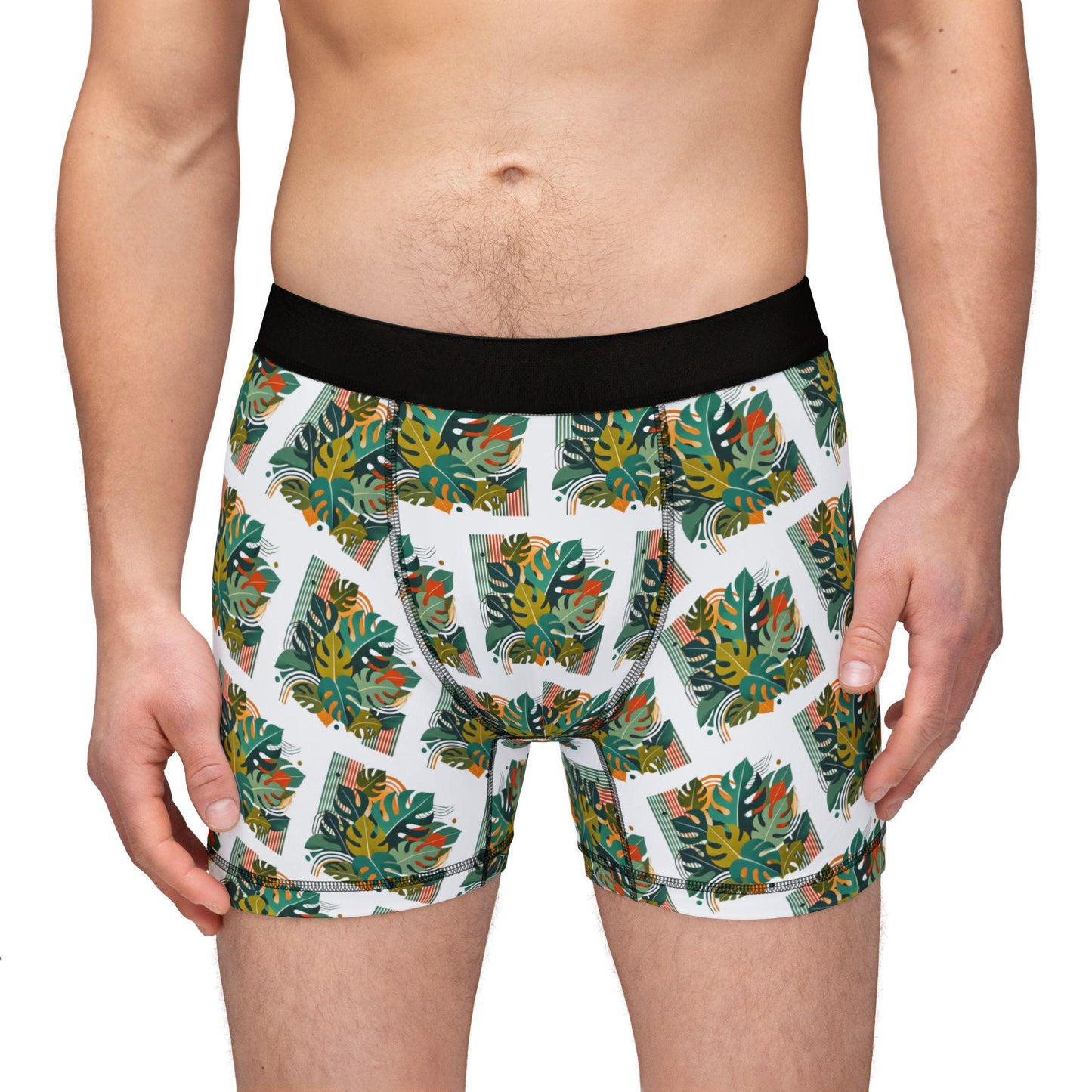 Men's Boxers, Monstera Plant Daddy Mid-Century Modern Design, Gift for Gay Men, LGBT Pride Accessory, Sexy Soft Boxer Brief, Gay Plant Lover