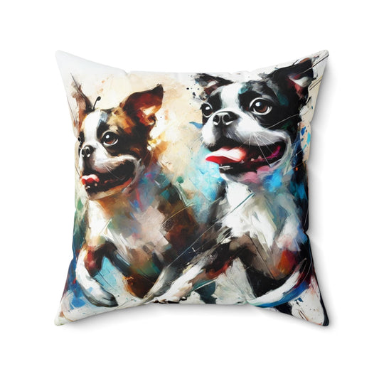 Pillow Boston Terrier Watercolor Design, Unique Housewarming Gift, Modern Art Charm, Soft Throw Pillow, Chic Home Decor, Dog Lover Gift